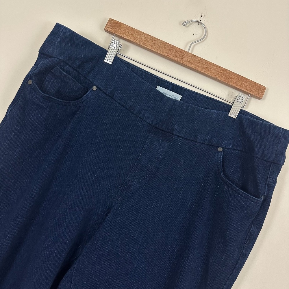Coldwater Creek Jeans Blue Dark Wash Denim Stretch Pull On Straight Womens 18W